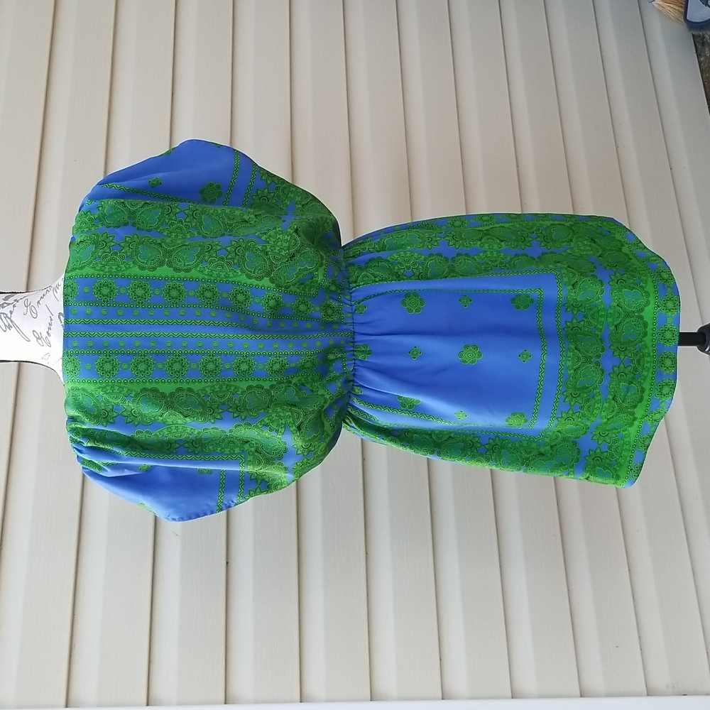 Size S. SUGARLIPS BLUE/GREEN DRESS - Picture 6 of 11